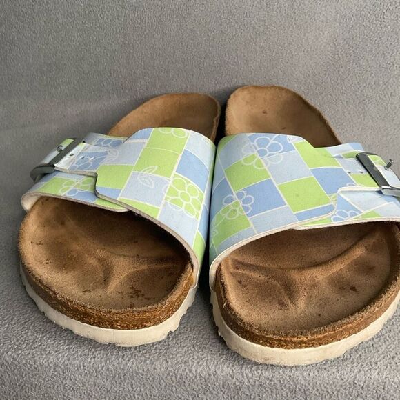BIRKI\'S Birkenstock Womens‎ 11 Blue/ Green Squares Slides Sandals Size Mens-9 main image 7